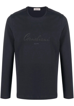 Corneliani logo-print long-sleeve T-shirt - Blue