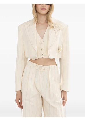 NISSA cropped cotton waistcoat - Neutrals