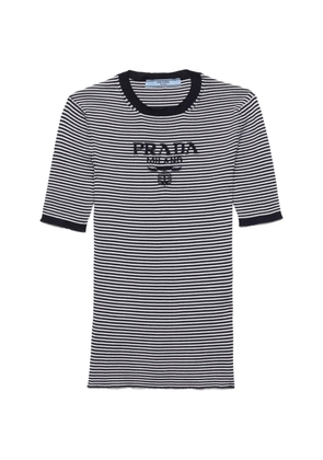 Prada striped silk crew-neck sweater - Blue