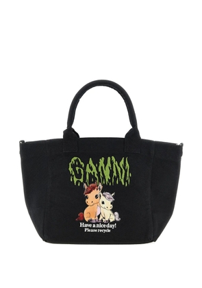 GANNI small logo-print tote bag - Black