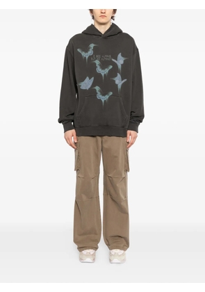 WARMAN butterfly-print hoodie - Grey