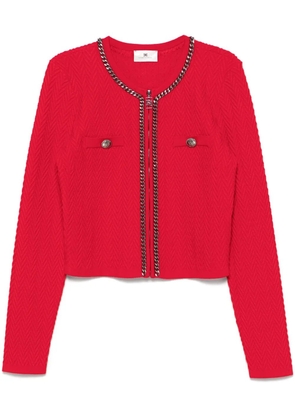 Elisabetta Franchi herringbone-stitch cardigan - Red