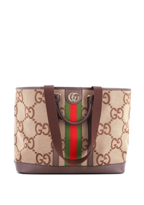 Gucci Pre-Owned Ophidia Top Handle Shopping Jumbo GG Canvas with Leather Medium tote bag - Brown