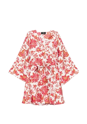 ETRO floral-print tie-waist mini dress - White