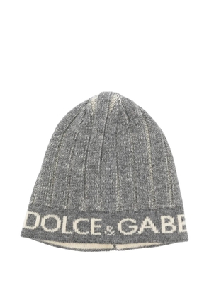 Dolce & Gabbana Pre-Owned 2000s logo-lettering wool beanie hat - Grey