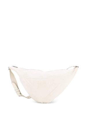 Prada Pre-Owned Triangle Logo Zip Messenger Leather Large crossbody bag - White