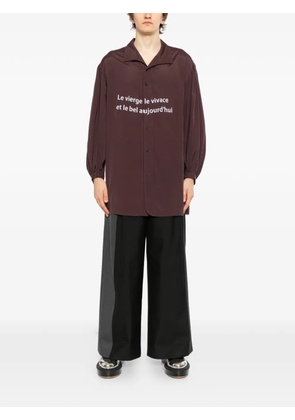 Yohji Yamamoto slogan-print shirt - Brown
