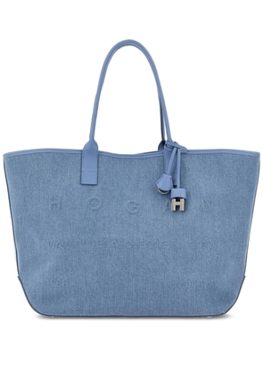 Hogan embossed charm address shopping tote bag - Blue