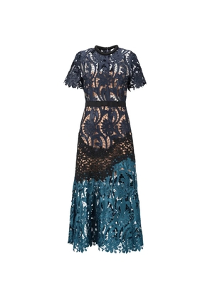 Self-Portrait lace two-toned dress - Blue