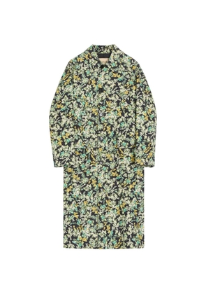Valentino Garavani Valentino single-breasted coat in cotton drill with Papier Floral print - Black