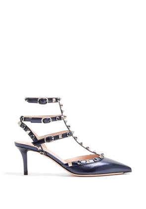 Valentino Garavani Rockstud pumps in laminated nappa leather with 65mm cabochon - Blue
