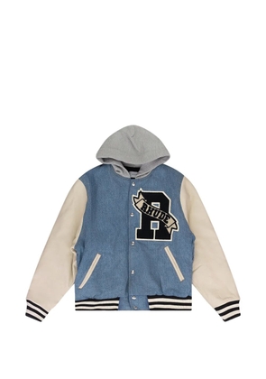 RHUDE hooded appliqué varsity jacket - Blue