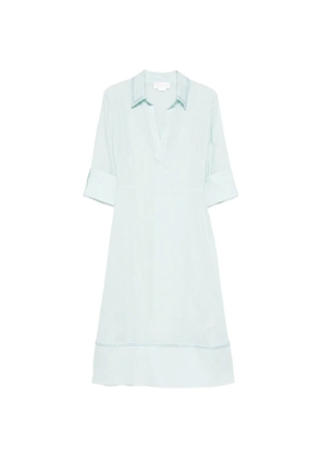 Genny V-neck stitch midi dress - Blue