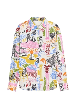 Closed oversized printed shirt - White