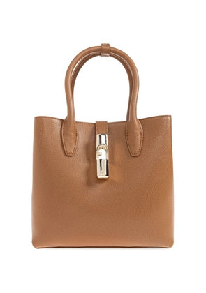 Furla Goccia top-handle lock leather small tote bag - Brown