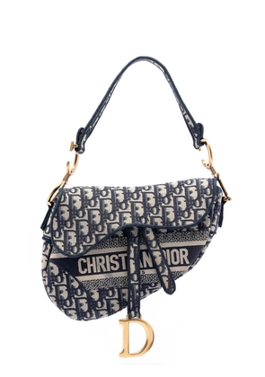 Christian Dior Pre-Owned 2021 Oblique Embroidered Canvas Saddle Bag shoulder bag - Blue