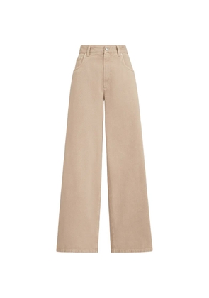 Brunello Cucinelli Dyed denim relaxed trousers with monili - Neutrals