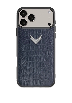 VELANTE crocodile-embossed iPhone 17 Pro Max phone case - Blue