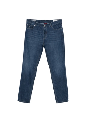 Brunello Cucinelli logo-patch jeans - Blue