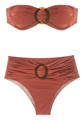 Brigitte bikini set with buckle details - Brown