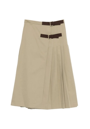 Semicouture buckle-detail pleated midi skirt - Green