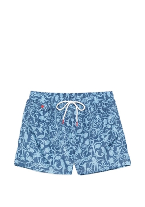 Kiton floral-print swim shorts - Blue