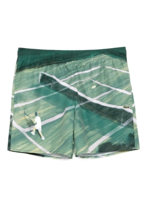 Lacoste graphic-print swim shorts - Green