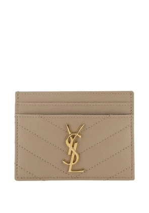 Saint Laurent Cassandre Matelassé leather cardholder - Neutrals