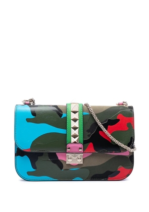 Valentino Garavani Pre-Owned 2010-2025 Medium Nappa and Canvas Camouflage Rockstud Glam Lock crossbody bag - Green