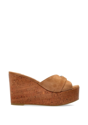Jimmy Choo Leda criss-cross buckle wedge mules - Neutrals