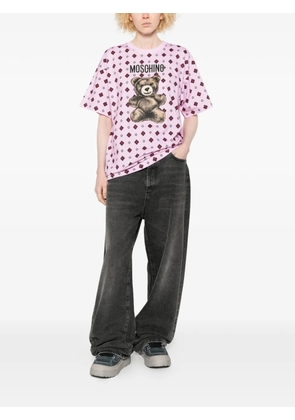 Moschino teddy-motif geometric-print T-shirt - Pink