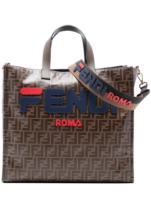 Fendi Pre-Owned 2010-2026 FILA Glazed Fabric FF 1974 Mania Shopping Tote satchel - Brown