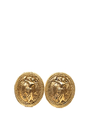 CHANEL Pre-Owned 1970-1980 Gold Plated Angel Oval Clip On Earrings costume earrings