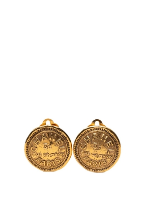 CHANEL Pre-Owned 1970-1980 Gold Plated 31 Rue Cambon Round Clip On Earrings costume earrings