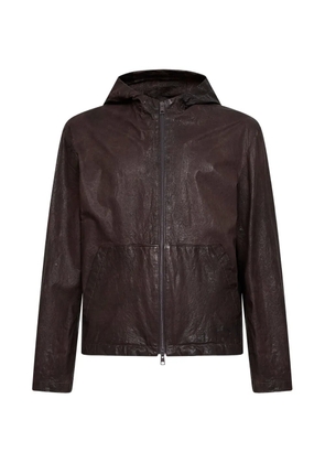 Salvatore Santoro hooded crinkled leather jacket - Brown