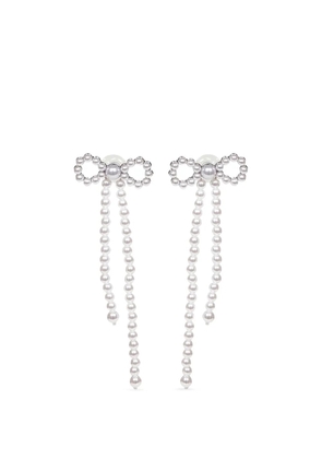 Self-Portrait bow-motif earrings - Silver