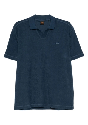 BOSS logo-embroidered cotton t-shirt - Blue