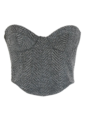 Ermanno Scervino rhinestone herringbone bustier top - Grey