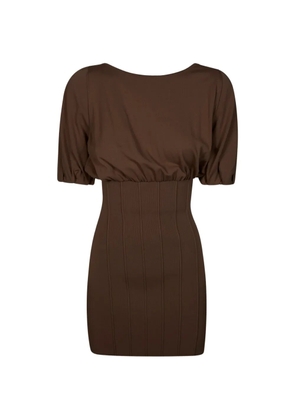 Elisabetta Franchi ribbed knitted mini dress - Brown