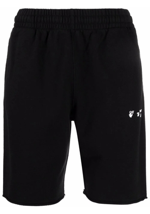 Off-White logo-print cotton track shorts - Black