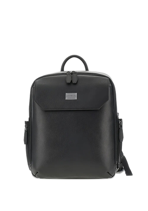 Emporio Armani flap leather backpack - Black