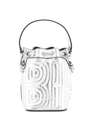 Fendi Pre-Owned Mon Tresor Zucca Embossed Leather Mini bucket bag - Metallic