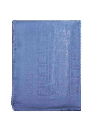 FENDI FF Stole jacquard fringed-hem silk scarf - Blue