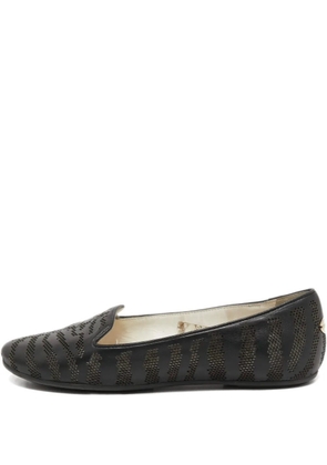 Roberto Cavalli Vintage leather striped-pattern loafers - Black