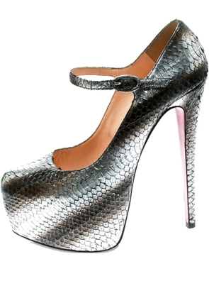 Christian Louboutin Pre-Owned 165mm snake-skin pumps - Silver