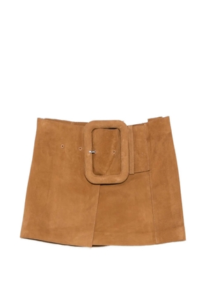 AMI Paris buckled A-line mini skirt - Brown