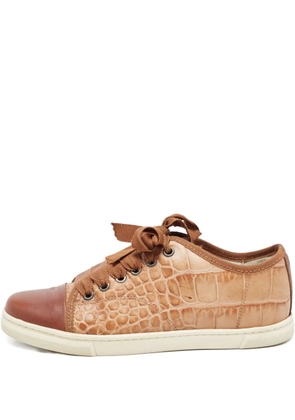 Lanvin Pre-Owned embossed-leather sneakers - Brown