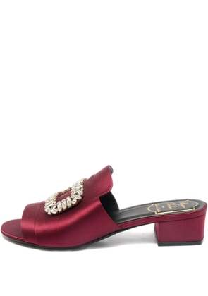 Roger Vivier Vintage 35mm crystal-buckle satin sandals - Red