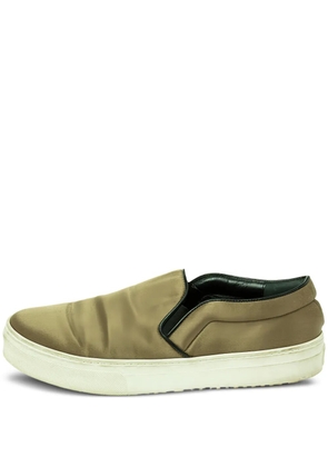 Celine Pre-Owned satin round toe slip-on sneakers - Green