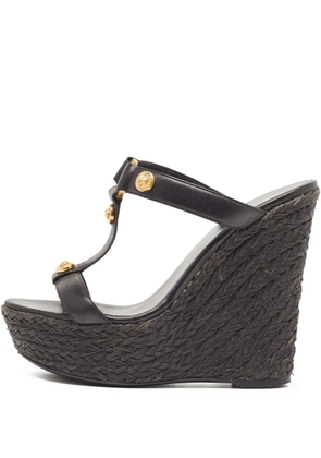 Versace Pre-Owned 130mm leather heeled sandals - Black